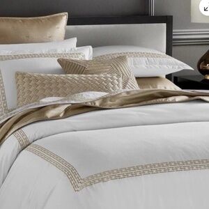 Hotel Collection ChainLinks Embroidery100%Pima Cotton Duvet Cover Set,Full/QUEEN